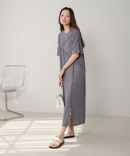 mellow switching striped pleated onepiece