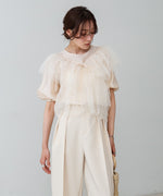 【2点セット】チュールビスチェ＋ボリュームスリーブブラウスセット