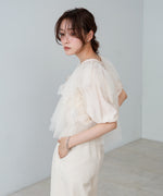 【2点セット】チュールビスチェ＋ボリュームスリーブブラウスセット