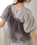 【2点セット】チュールビスチェ＋ボリュームスリーブブラウスセット