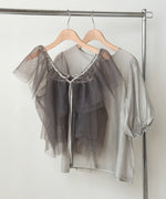 【2点セット】チュールビスチェ＋ボリュームスリーブブラウスセット