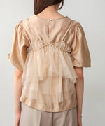 【2点セット】チュールビスチェ＋ボリュームスリーブブラウスセット