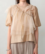 【2点セット】チュールビスチェ＋ボリュームスリーブブラウスセット