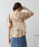 【2点セット】チュールビスチェ＋ボリュームスリーブブラウスセット