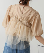 【2点セット】チュールビスチェ＋ボリュームスリーブブラウスセット