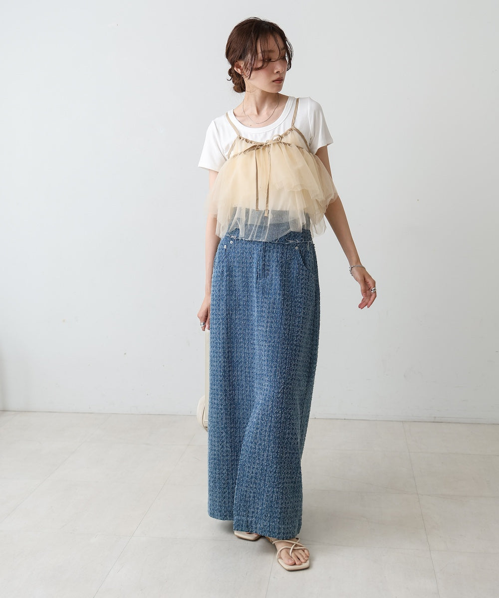 【2点セット】チュールビスチェ＋ボリュームスリーブブラウスセット