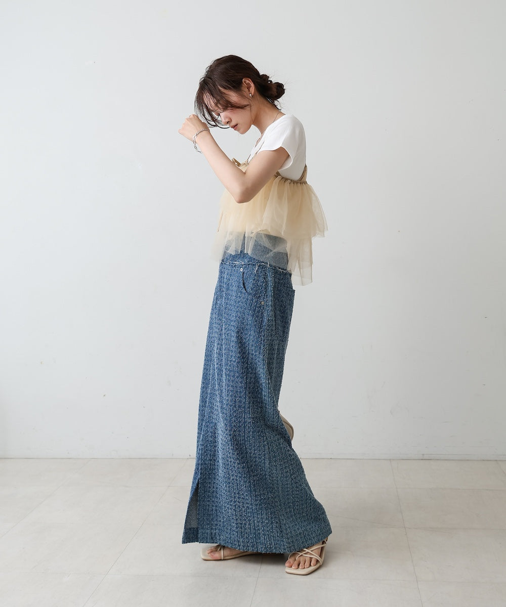 【2点セット】チュールビスチェ＋ボリュームスリーブブラウスセット