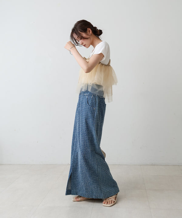 【2点セット】チュールビスチェ＋ボリュームスリーブブラウスセット