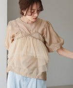 【2点セット】チュールビスチェ＋ボリュームスリーブブラウスセット