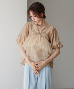 【2点セット】チュールビスチェ＋ボリュームスリーブブラウスセット