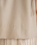denim-like gathered blouse