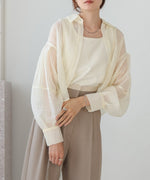 tuck sleeve compact sheer shirt blouse