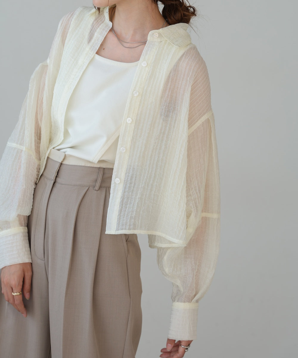 tuck sleeve compact sheer shirt blouse