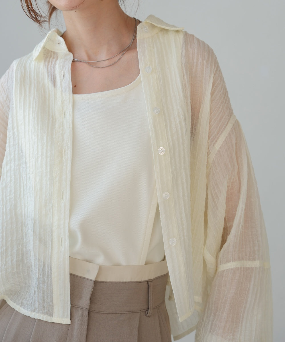 tuck sleeve compact sheer shirt blouse