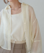 tuck sleeve compact sheer shirt blouse