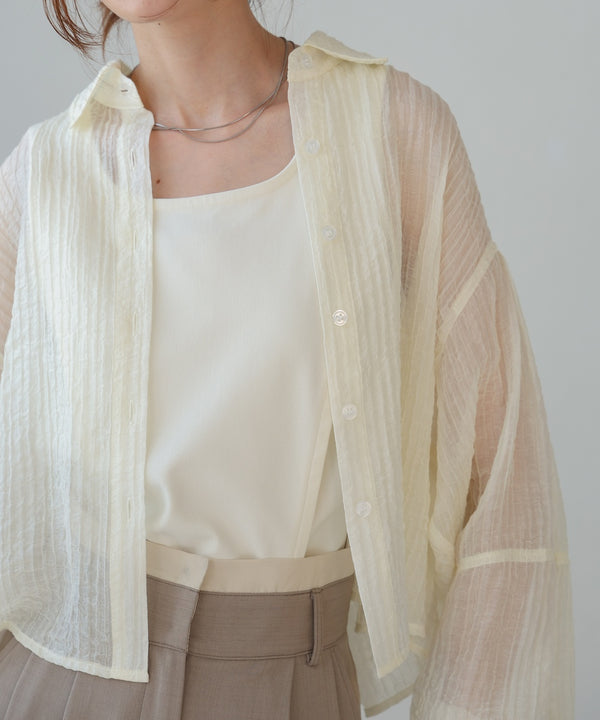 tuck sleeve compact sheer shirt blouse
