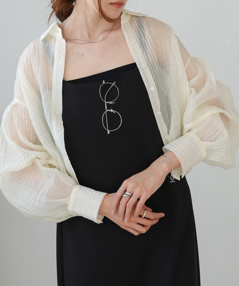 tuck sleeve compact sheer shirt blouse