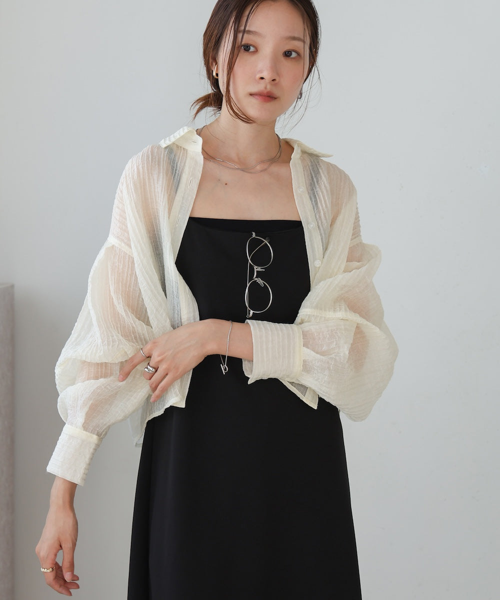 tuck sleeve compact sheer shirt blouse