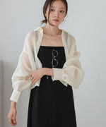 tuck sleeve compact sheer shirt blouse