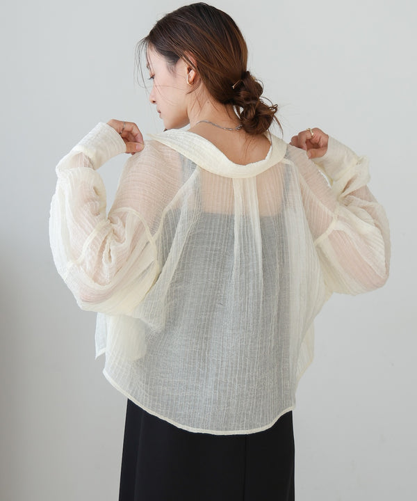 tuck sleeve compact sheer shirt blouse