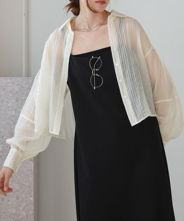 tuck sleeve compact sheer shirt blouse