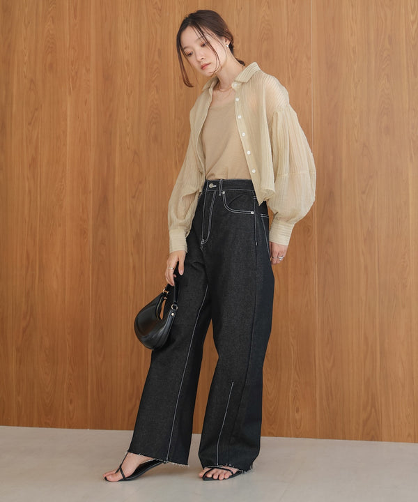 tuck sleeve compact sheer shirt blouse
