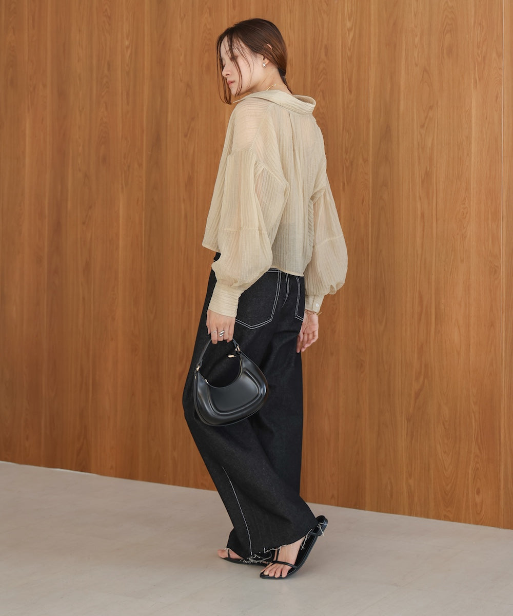 tuck sleeve compact sheer shirt blouse