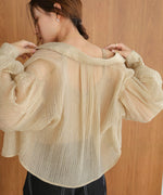 tuck sleeve compact sheer shirt blouse