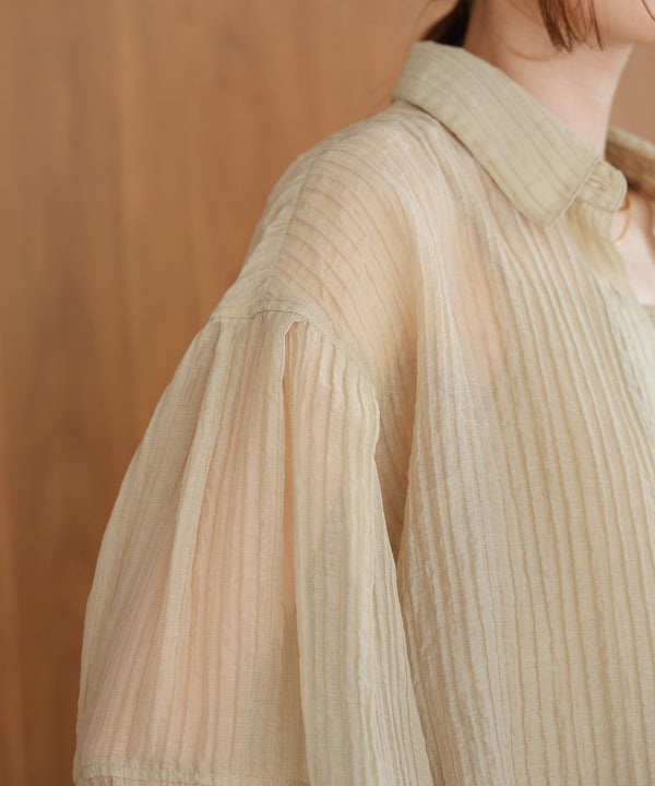 tuck sleeve compact sheer shirt blouse