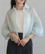 tuck sleeve compact sheer shirt blouse