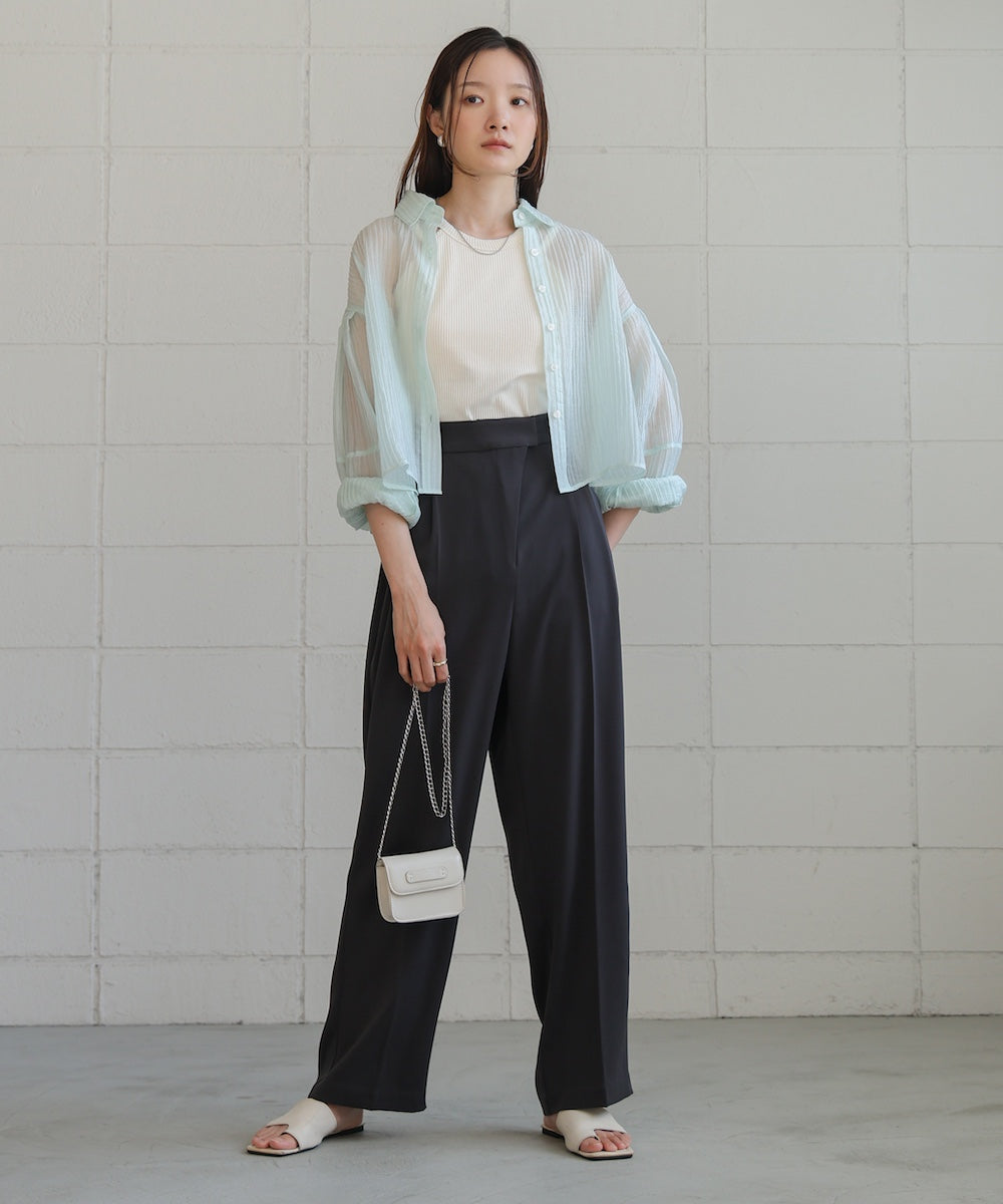 tuck sleeve compact sheer shirt blouse