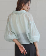 tuck sleeve compact sheer shirt blouse