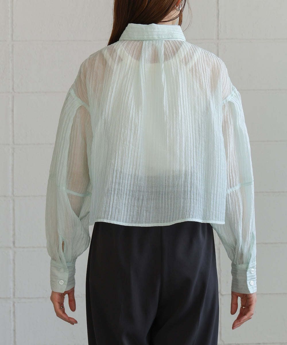 tuck sleeve compact sheer shirt blouse