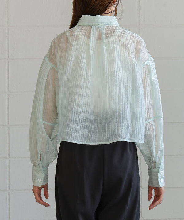 tuck sleeve compact sheer shirt blouse