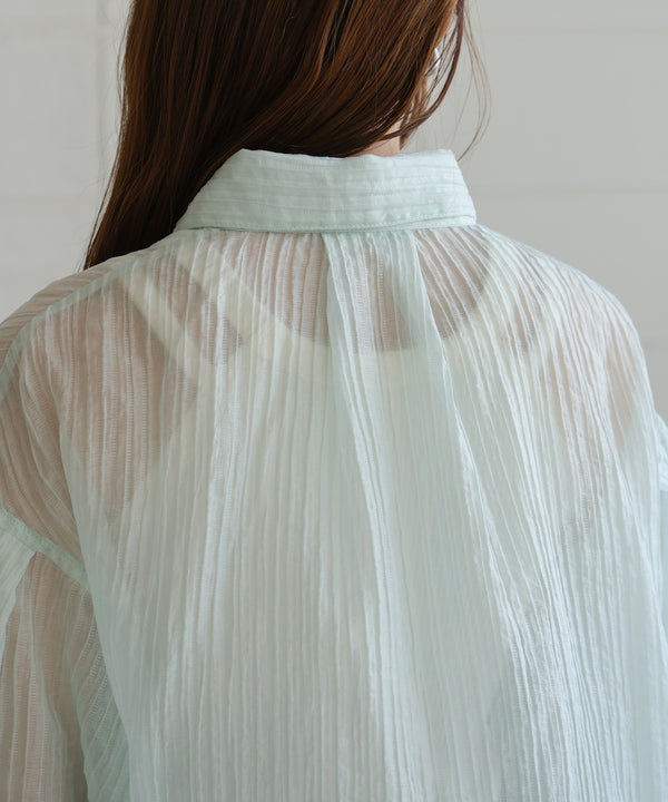 tuck sleeve compact sheer shirt blouse