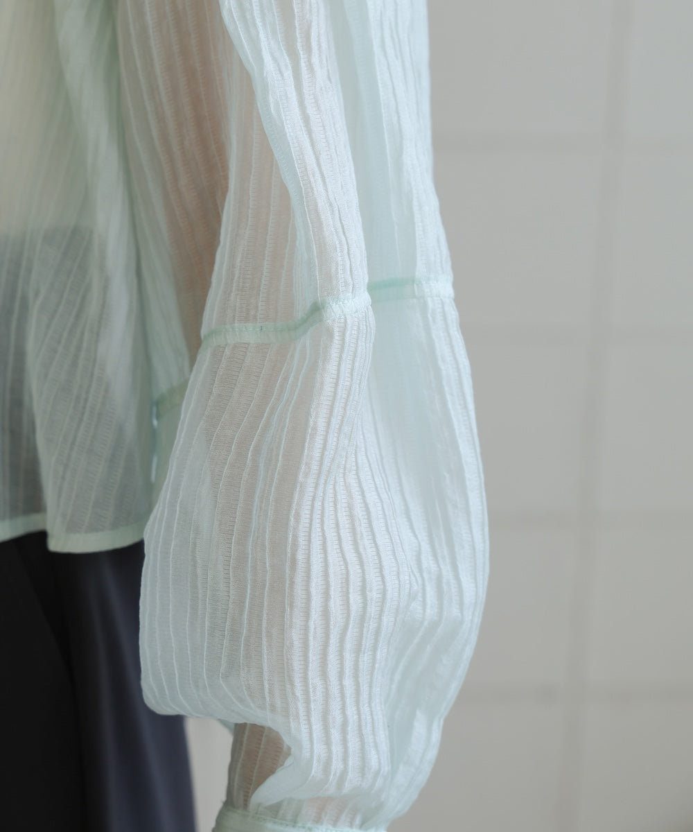 tuck sleeve compact sheer shirt blouse