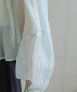 tuck sleeve compact sheer shirt blouse