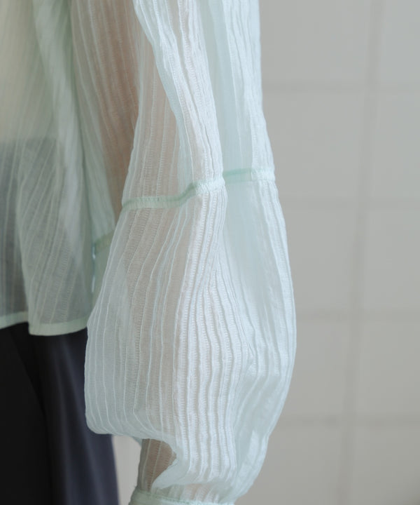 tuck sleeve compact sheer shirt blouse