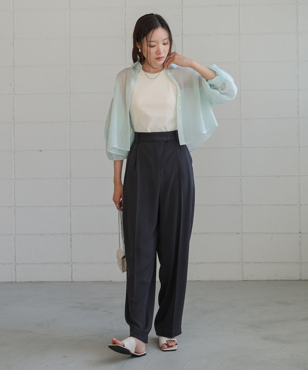tuck sleeve compact sheer shirt blouse