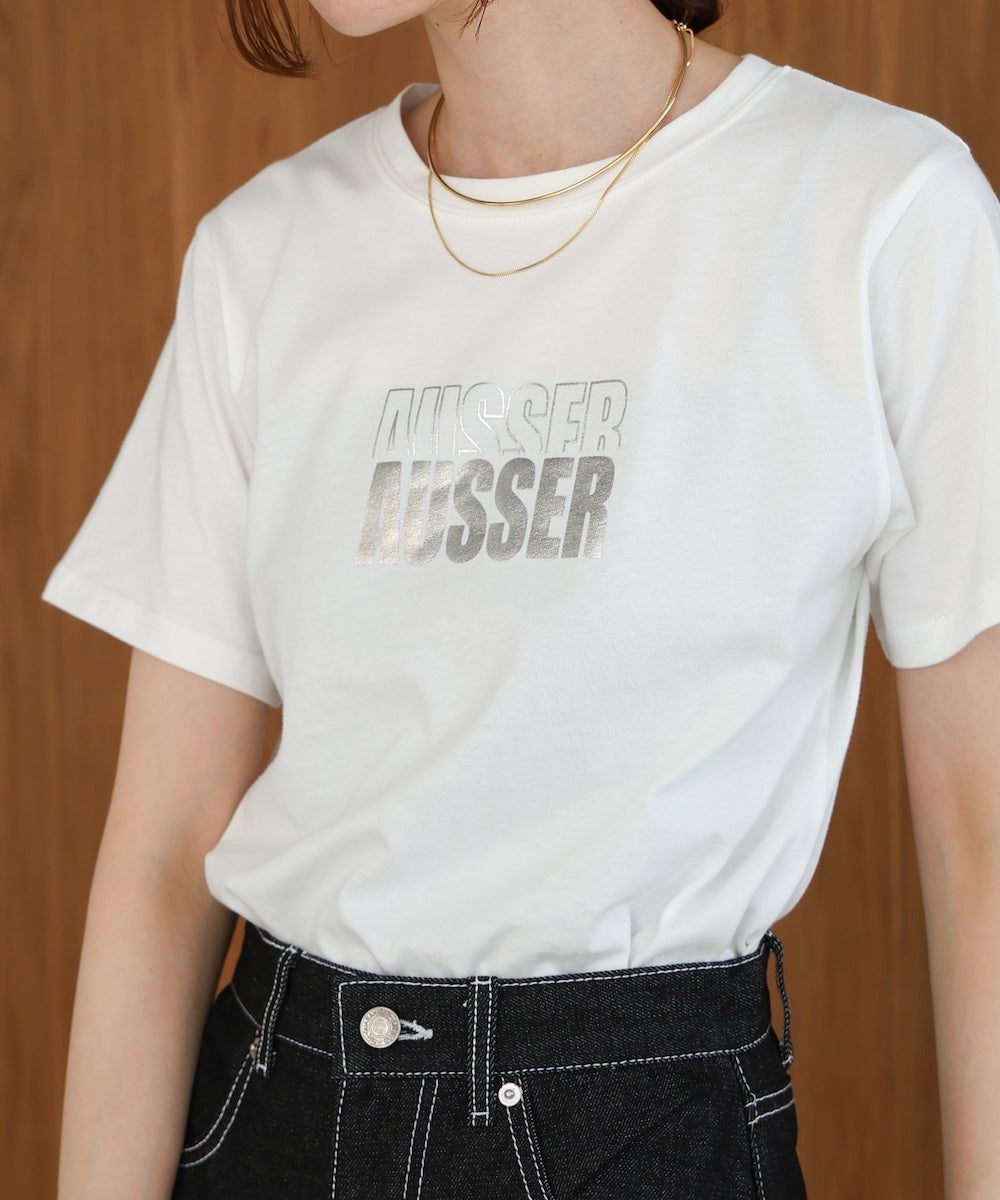 silver logo print T-shirt