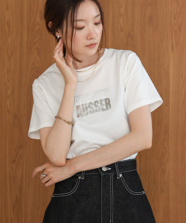 silver logo print T-shirt