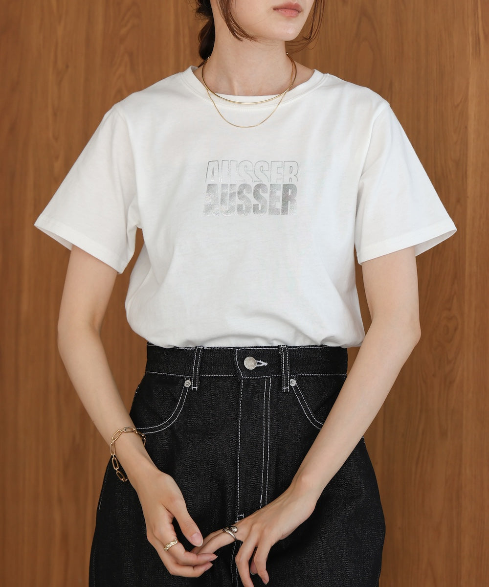 silver logo print T-shirt