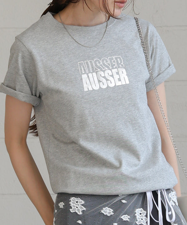 silver logo print T-shirt