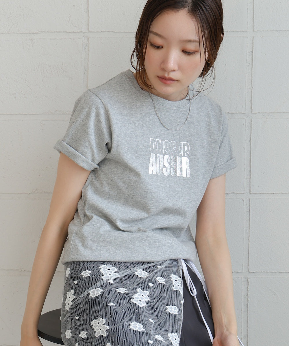 silver logo print T-shirt