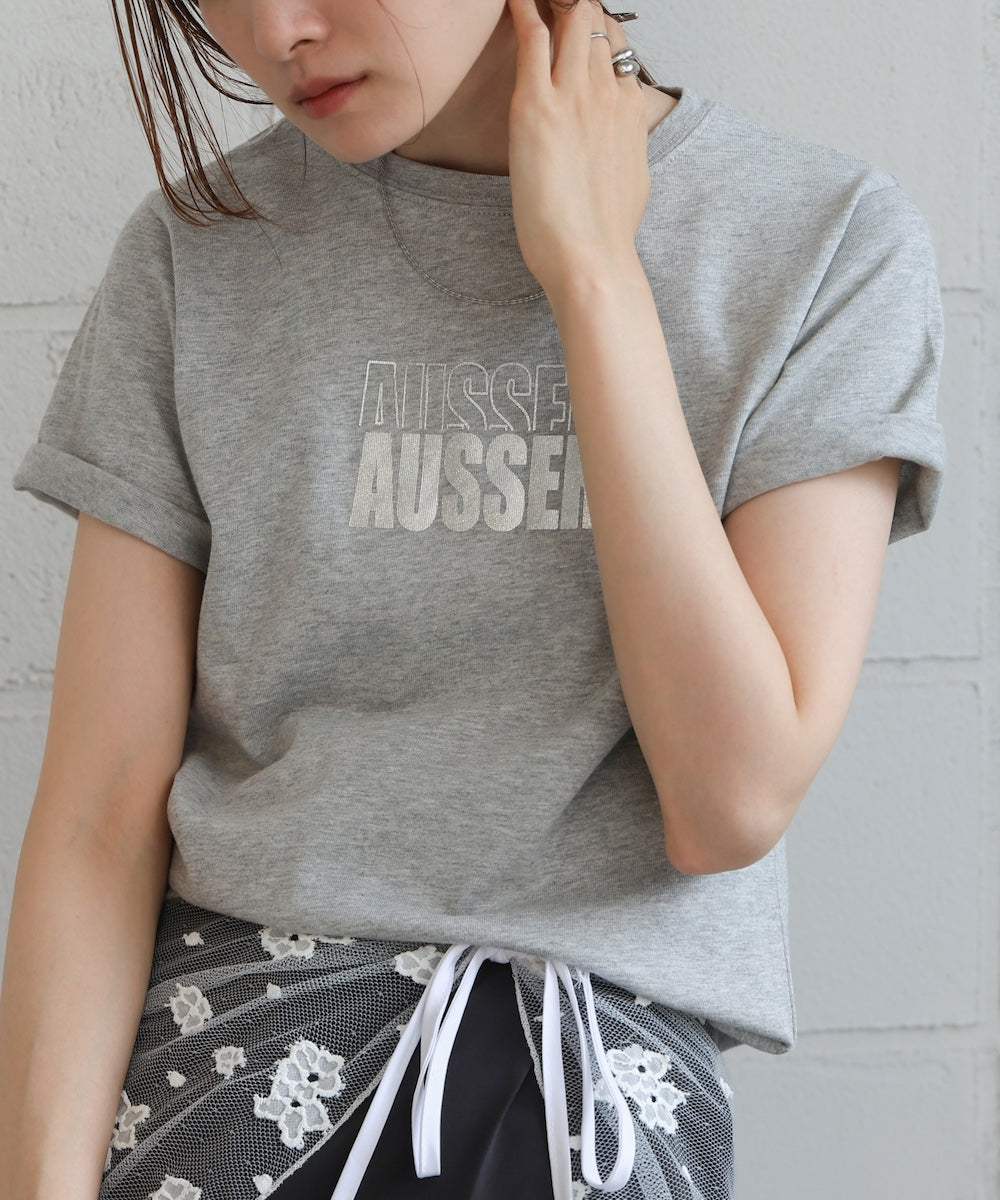 silver logo print T-shirt