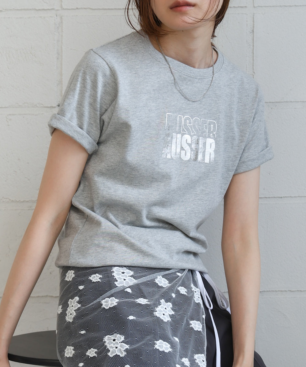 silver logo print T-shirt