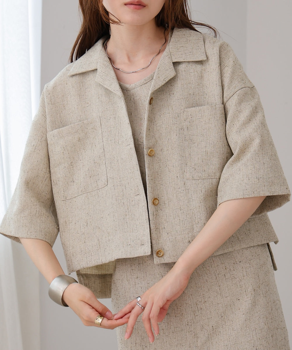 オープンカラーハーフスリーブシャツ