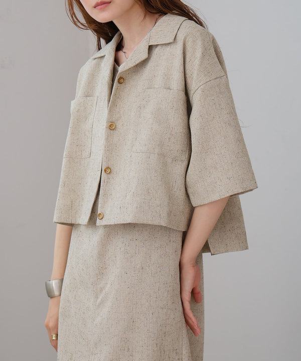 オープンカラーハーフスリーブシャツ