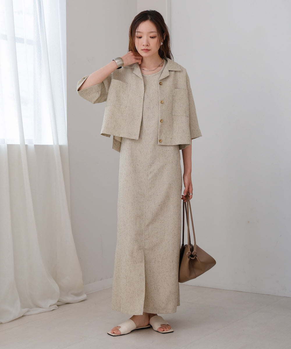 オープンカラーハーフスリーブシャツ