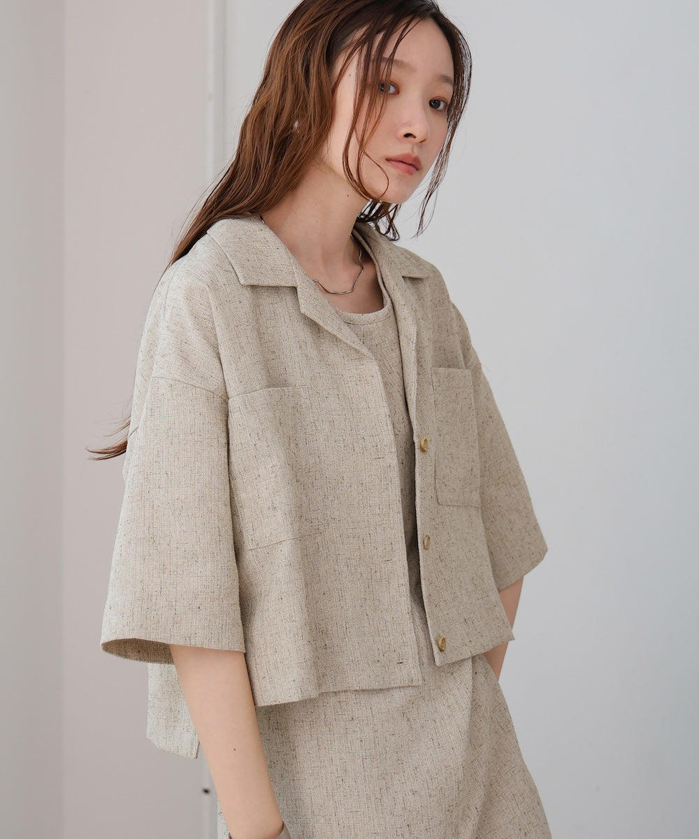 オープンカラーハーフスリーブシャツ